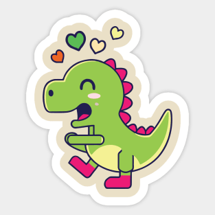 Kawaii Cute Dinosaur Cartoon valentine day Sticker